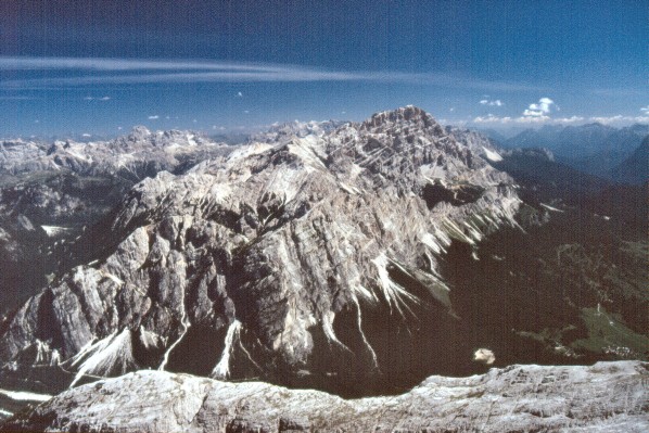 Blick von der Tofana III zum Cristallo (21.08.1989)