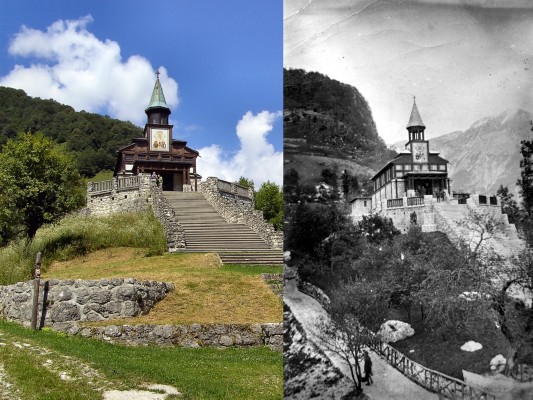 Kirche Javorca in den Julischen Alpen (29.07.2009) - rechts 1917